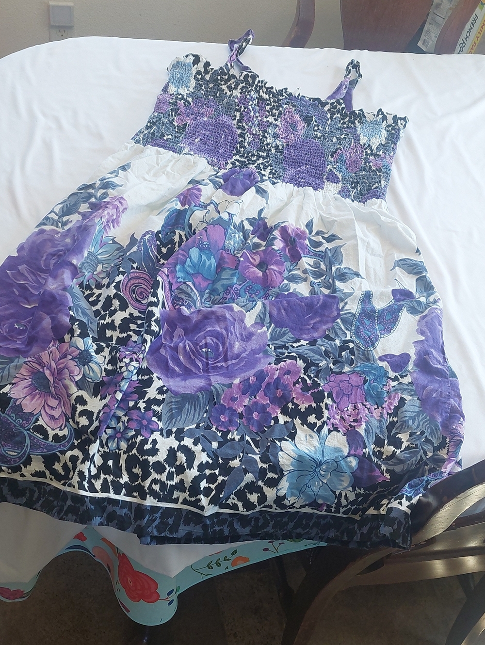 Anthony Richards Purple Floral Smocked Sundress.Size 1X